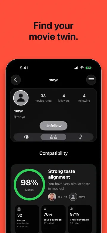 KinElo friend movie-taste compatibility screen