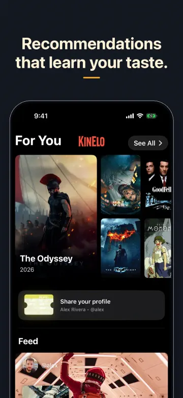 KinElo personal movie recommendations screen